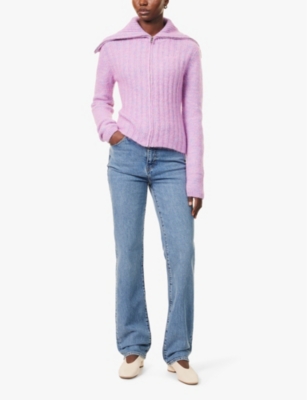 FRAME WOMENS INDIO THE RULER HIGH-RISE STRAIGHT-LEG STRETCH-DENIM JEANS 