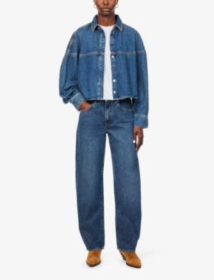 FRAME WOMENS KIRK LOW SLUNG BARREL RELAXED-FIT HIGH-RISE JEANS 
