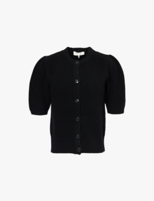 FRAME: Shrunken short-sleeve wool-blend knit cardigan