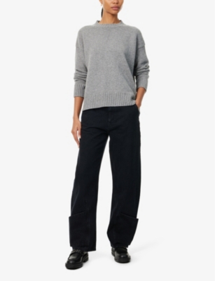 FRAME WOMENS TROUBLE THE TAB HIGH-RISE WIDE-LEG DENIM JEANS 
