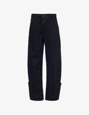 FRAME WOMENS TROUBLE THE TAB HIGH-RISE WIDE-LEG DENIM JEANS 