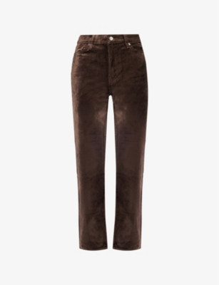 Frame Le Sleek Straight Velvet Flared Pants In Peppercorn Velvet