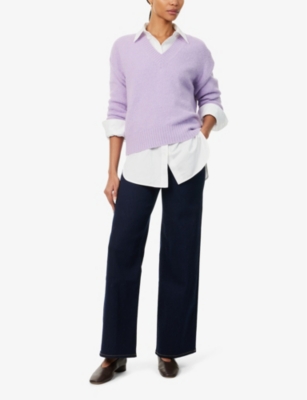 Shop Frame Womens Stargirl Le Slim Palazzo High-rise Wide-leg Stretch-denim Jeans