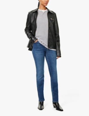 FRAME WOMENS SKYWALK LE HIGH STRAIGHT-LEG COTTON-BLEND STRETCH-DENIM JEANS 
