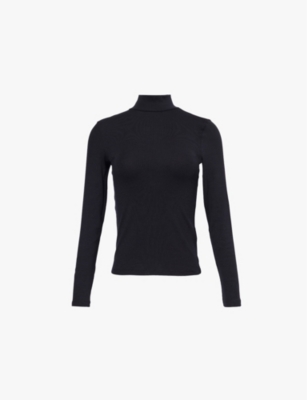 Frame Black Subtle Shine Long Sleeve T-shirt In Black