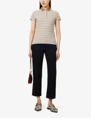 FRAME WOMENS TROUBLE SUEDE THE EQUESTRIAN SUEDE-TRIMS STRAIGHT-LEG MID-RISE ORGANIC-DENIM JEANS 