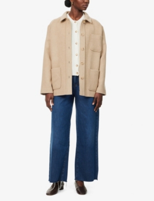 FRAME WOMENS FRAME LE LOW BAGGY RAW-CUFFS WIDE-LEG HIGH-RISE DENIM BLEND JEANS 