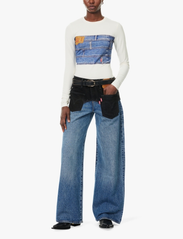 Levi's x Adsb Andersson Bell Second Skin denim-print stretch-woven top