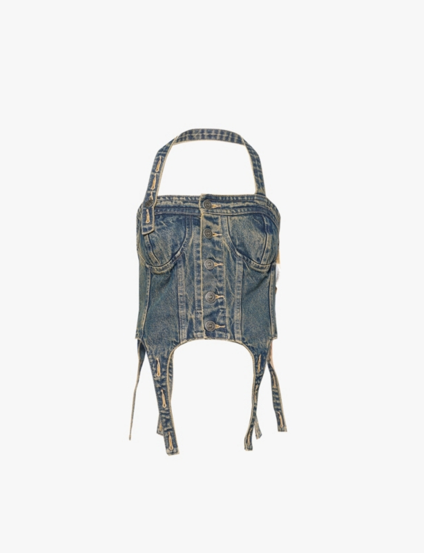 Levi's x Adsb Andersson Bell cropped halterneck denim top