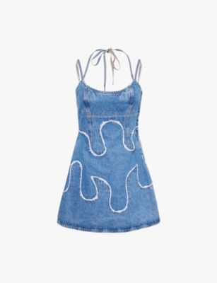 Levi's Womens Levis  X Adsb Andersson Bell Flared Fringed Mini Denim Dress In Med Indigo - Worn In