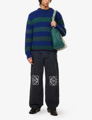 LOEWE: Striped Crewneck Chunky Knitted Jumper