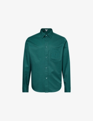 LOEWE: Embroidered Patch-Pocket Regular-Fit Cotton Shirt