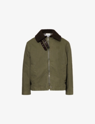 LOEWE: Contrast-Collar Zip-Up Cotton Jacket