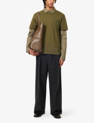 LOEWE: Pleated Straight-Leg Stretch-Cotton Trousers