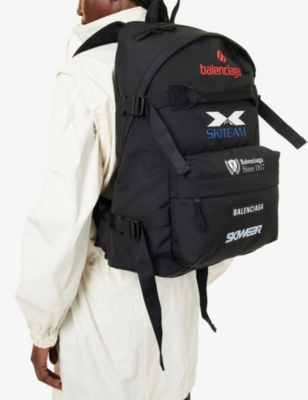 BALENCIAGA: Skiwear brand-print woven backpack