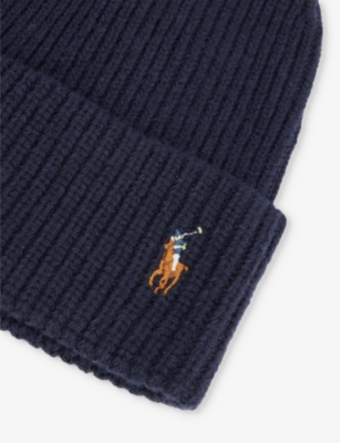 POLO RALPH LAUREN: Embroidered-signature cuffed wool and recycled nylon-blend beanie