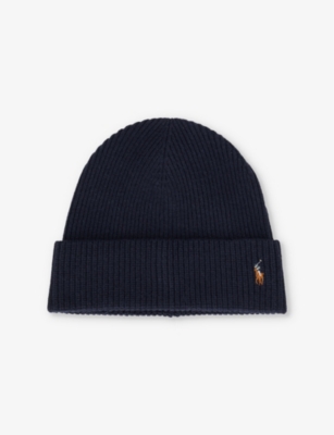 POLO RALPH LAUREN: Embroidered-signature cuffed wool and recycled nylon-blend beanie