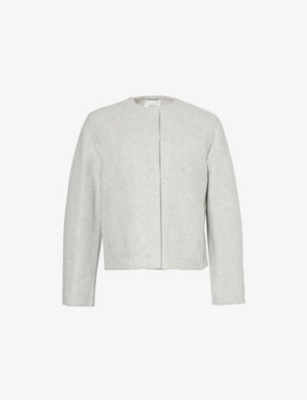 VINCE: Round-Neck Two-Slip-Pockets Relaxed-Fit Wool-Blend Jacket