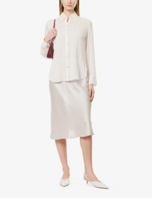 VINCE: Pintuck Striped Woven Shirt