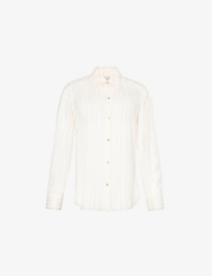 VINCE: Pintuck Striped Woven Shirt