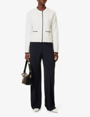 VINCE: Elasticated-waistband straight-leg high-rise crepe trousers