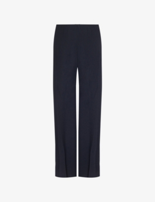 VINCE: Elasticated-waistband straight-leg high-rise crepe trousers