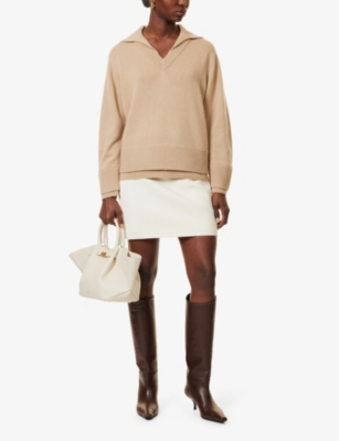 VINCE: Collar V-neck wool and cashmere-blend jumper