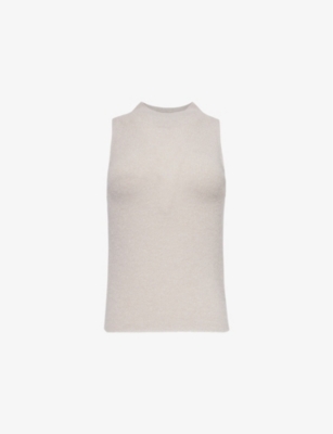 VINCE: Sleeveless metalli-weave knitted top