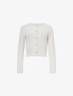 VINCE: Eyelash round-neck knitted cardigan