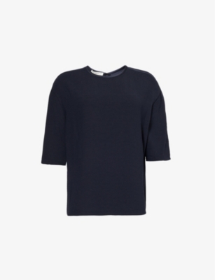 VINCE: Dolman Round-Neck Woven Top