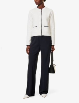 VINCE: Round-neck patch-pocket knitted cardigan