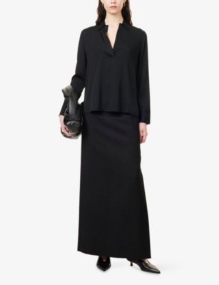 VINCE: Regular-fit V-neck silk-blend top