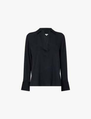 VINCE: Regular-fit V-neck silk-blend top