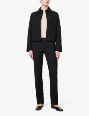 VINCE: Cropped Cotton-Blend Shirt Jacket