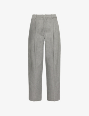 VINCE: Pressed-creases straight-leg mid-rise wool-blend trousers
