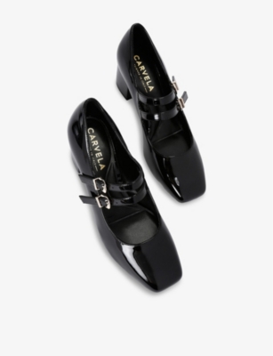 CARVELA: Harper Double-Strap Patent-Leather Heeled Courts