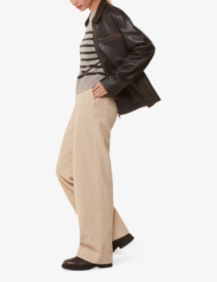 WHISTLES: Stripe-contrast wool-blend knitted jumper