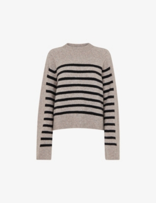 Whistles Womens Stripe-contrast Wool-blend Knitted Jumper Multi-coloured In Multi-coloured