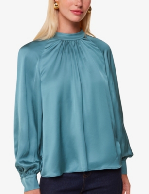 WHISTLES: Lea gathered satin blouse