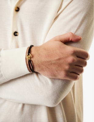 COMMONLINES: Element 14ct yellow gold-plated 925 sterling-silver and silk cord bracelet
