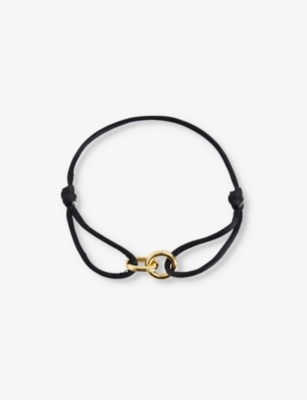 COMMONLINES: Element 14ct yellow gold-plated 925 sterling-silver and silk cord bracelet