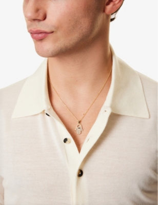 COMMONLINES: Studded Hasma 14ct yellow gold-plated 925 sterling-silver and cubic zirconia necklace