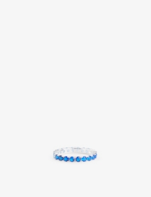 Commonlines Mens  Eternity Sterling-silver And Cubic Zirconia Ring In Silver/blue