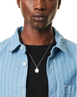 Commonlines Mens Maria 14ct Yellow-gold Plated Sterling-silver And Cubic Zirconia Pendant Necklace In Silver