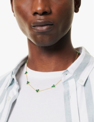Commonlines Mens Como 14ct Yellow-gold Plated Sterling-silver And Cubic Zirconia Necklace In Gold