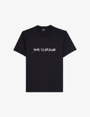 The Kooples Mens  Crewneck Brand-print Cotton-jersey T-shirt In Black