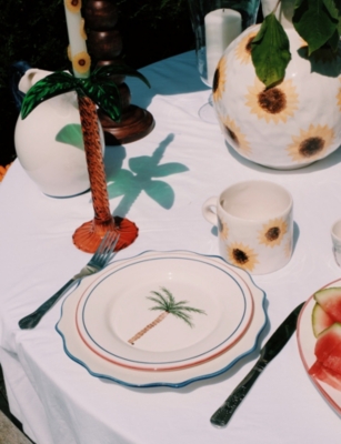 Anna + Nina Multicoloured Palm Tree Earthenware Breakfast Plate In Multicoloured