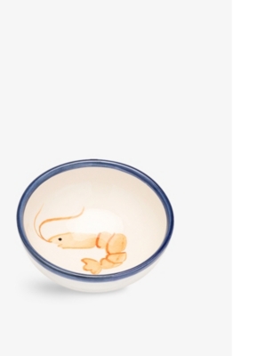 ANNA + NINA: Crevette Contrast-Stripe Earthenware Tapas Bowl 10.5cm
