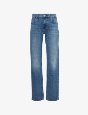 7 FOR ALL MANKIND: Standard Luxe whiskering straight-leg regular-fit stretch-denim jeans