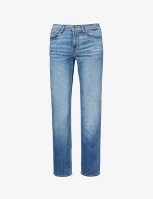 7 FOR ALL MANKIND ENS 7 FOR ALL MANKIND SLIMMY AIRWEFT BRAND-PATCH STRAIGHT-LEG STRETCH-DENIM JEANS 